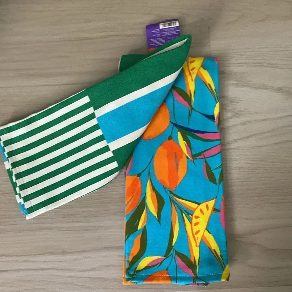 Target Tabitha Brown Vibrant Fruit and Blocked Striped Kitchen Hand towels